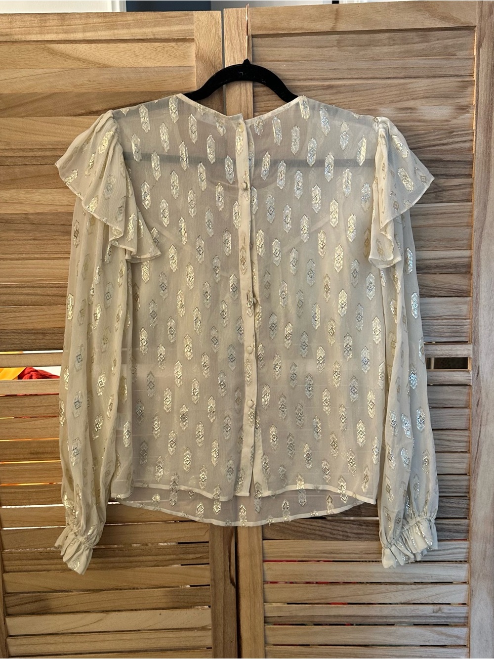 LoveShackFancy Erin Blouse Cream With Metallic SZ S - Picture 6 of 6